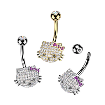 Gem Cat Belly Bar 14G