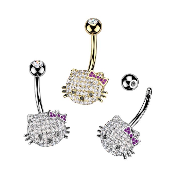 Gem Cat Belly Bar 14G