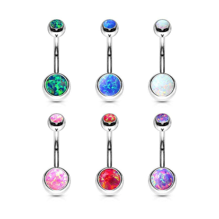 Opal Ball Belly Bar 14G