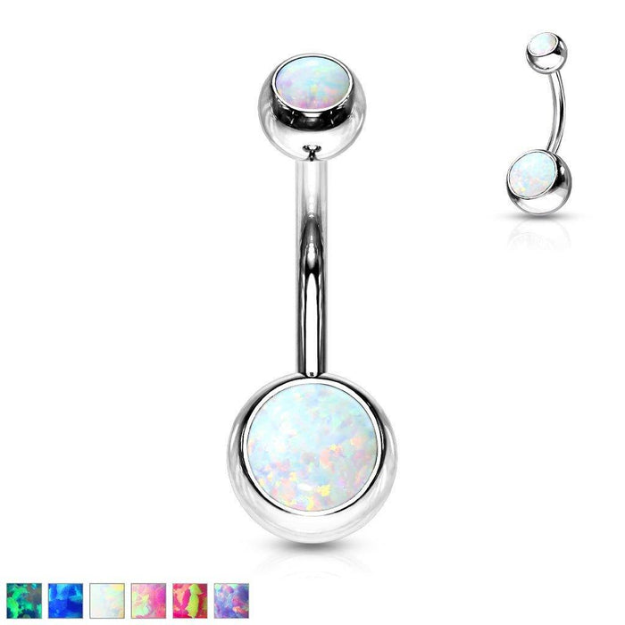 Opal Ball Belly Bar 14G