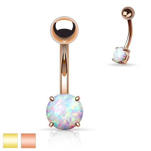 Opal Belly Bar 14G