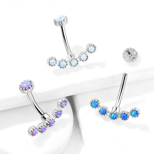Opal Curve Belly Bar 14G