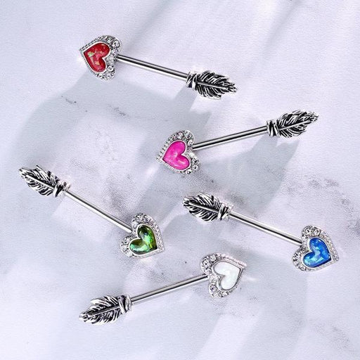 Opal Glitter Arrow Nipple Bar 14G