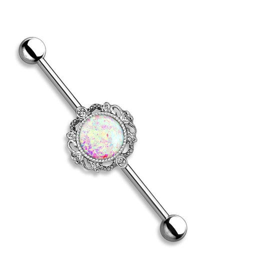 Opal Glitter Filigree Industrial 14G 38mm