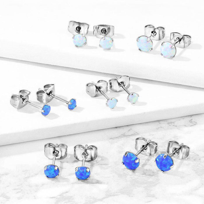 Opal Stud Earrings Pair