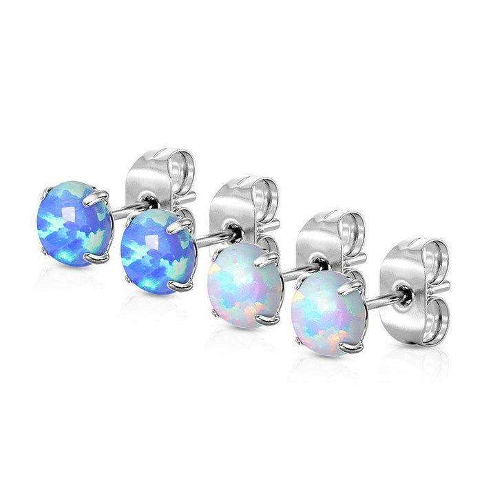 Opal Stud Earrings Pair