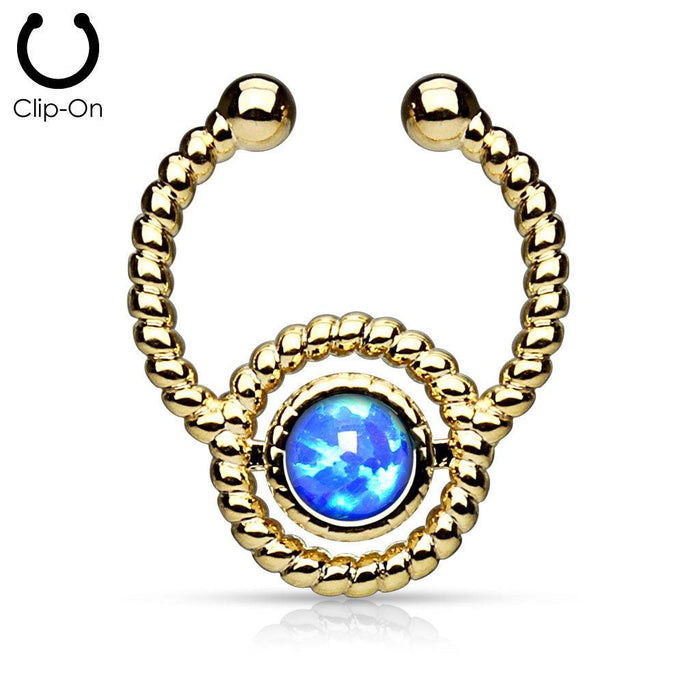 Opal Twist Non-Piercing Septum Ring