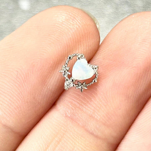 Opalite Heart Nose L Bend 20G