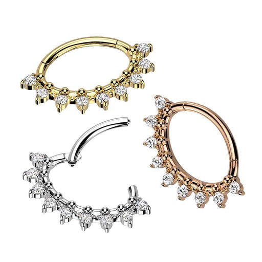 Oval Gem Fan Hinged Ring 16G