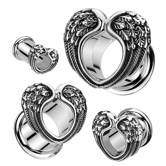 Bold winged steel ear tunnel for stretched ears – Totally Pierced