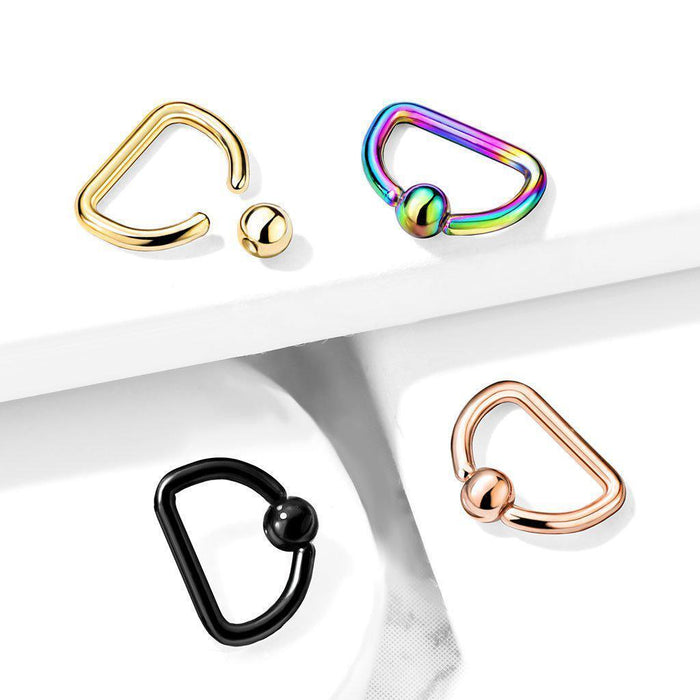 PVD Plated D Shaped Captive Ring 16G