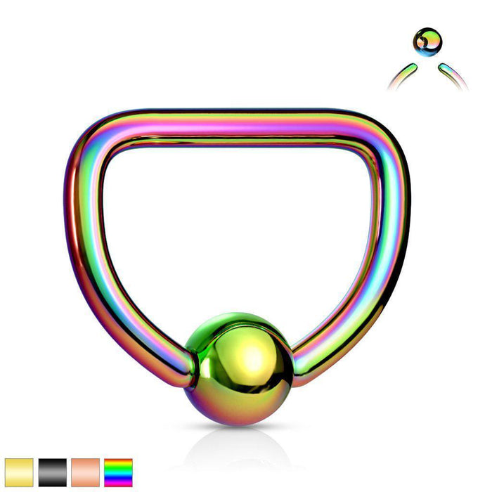 PVD Plated D Shaped Captive Ring 16G