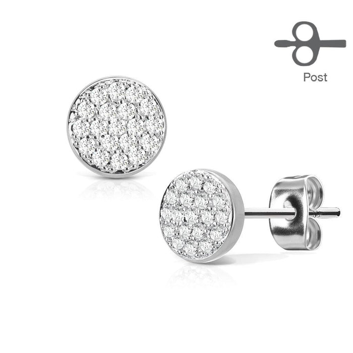 Paved Circle Earrings Pair