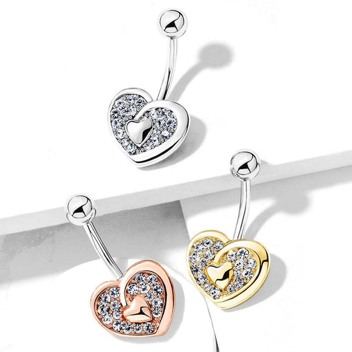 Paved Heart Belly Bar 14G