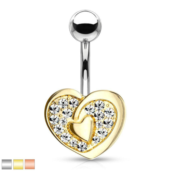 Paved Heart Belly Bar 14G