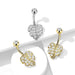 Paved Heart Leaf Belly Bar 14G