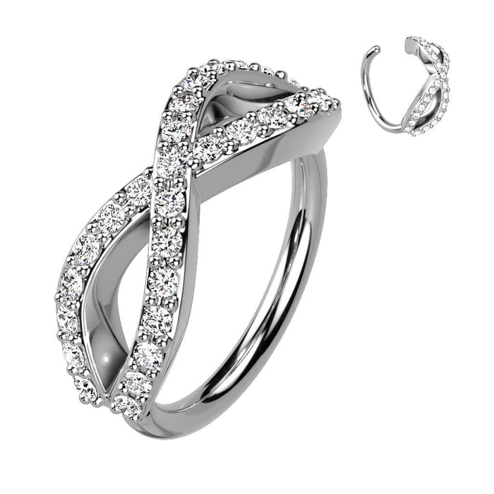 Paved Infinity Twist Ring 16G 8mm
