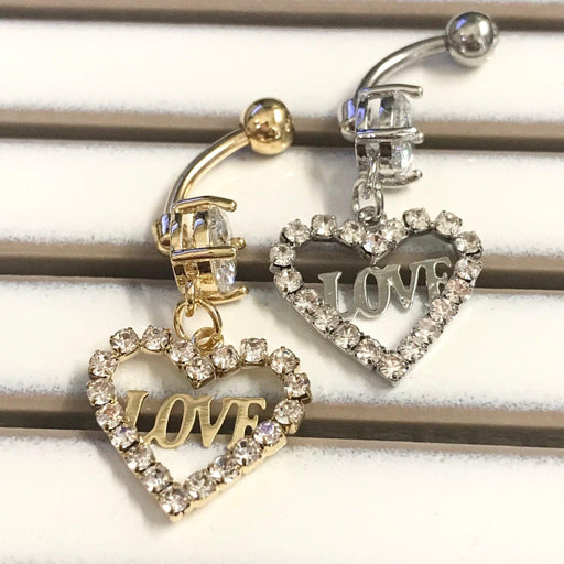 Paved LOVE Heart Belly Bar 14G