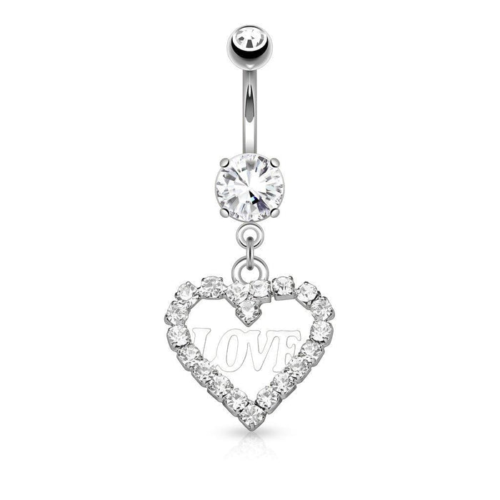 Paved LOVE Heart Belly Bar 14G