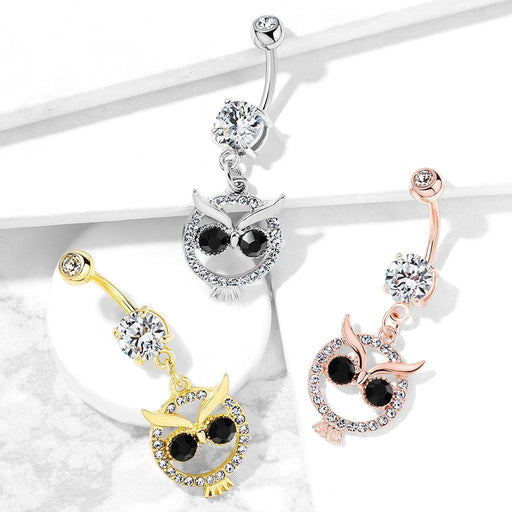 Paved Owl Dangle Belly Bar 14G