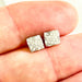 Paved Square Earrings Pair