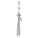 Paved Swirl and Chain Dangle Belly Bar 14G