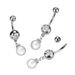 Pearl Drop Belly Bar 14G