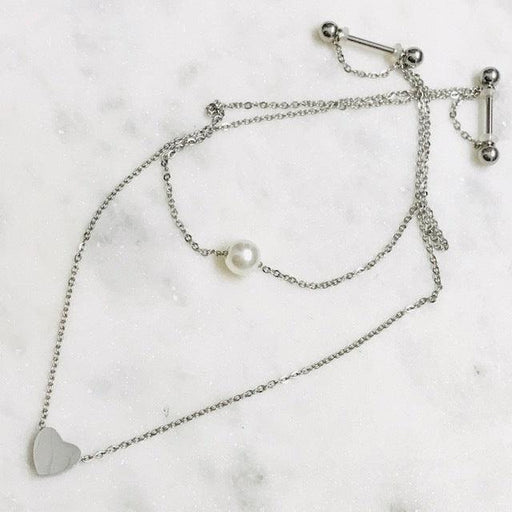 Pearl Heart Nipple Chain