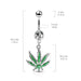 Pot Leaf Belly Bar 14G