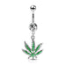 Pot Leaf Belly Bar 14G