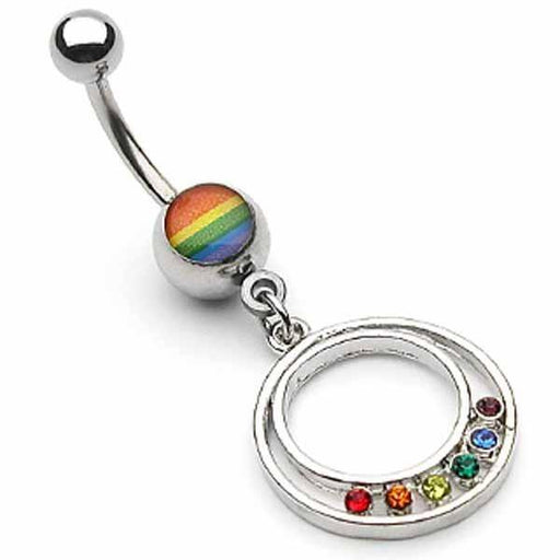 Pride Circle Belly Bar 14G