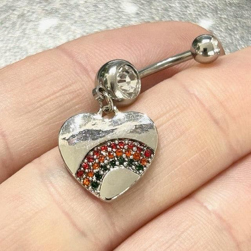 Pride Gem Heart Belly Bar 14G