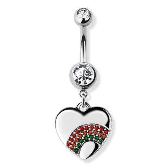 Pride Gem Heart Belly Bar 14G
