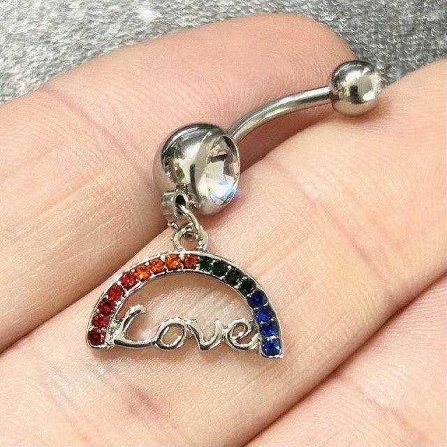 Pride Love Rainbow Belly Bar 14G