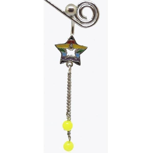 Pride Star and Bead Belly Bar 14G