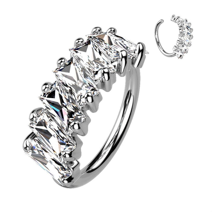 Princess Cut Paved Twist Ring 16G 8mm