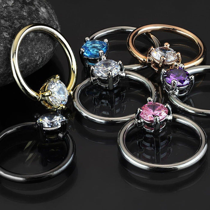 Prong Gem Captive Ring 16G 14G