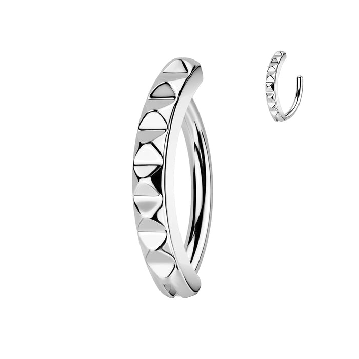 Pyramid Cut Hinged Belly Bar 14G