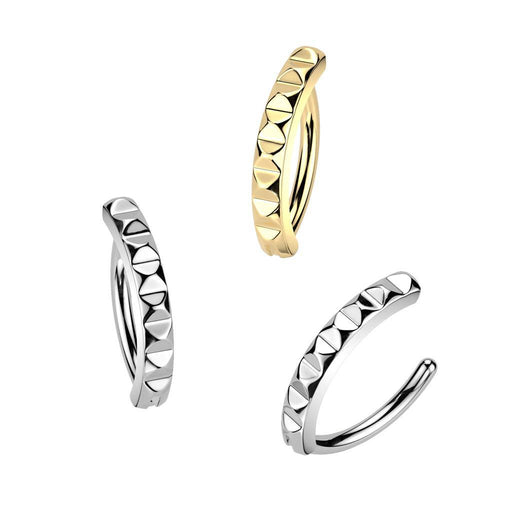 Pyramid Cut Hinged Belly Bar 14G