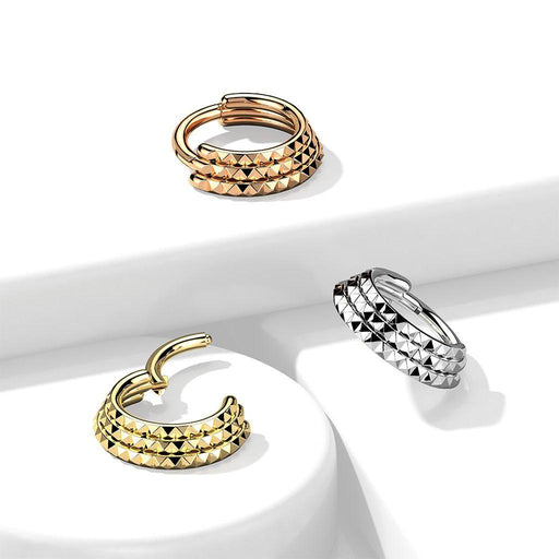 Pyramid Cut Hinged Ring 16G 8mm