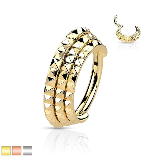 Pyramid Cut Hinged Ring 16G 8mm