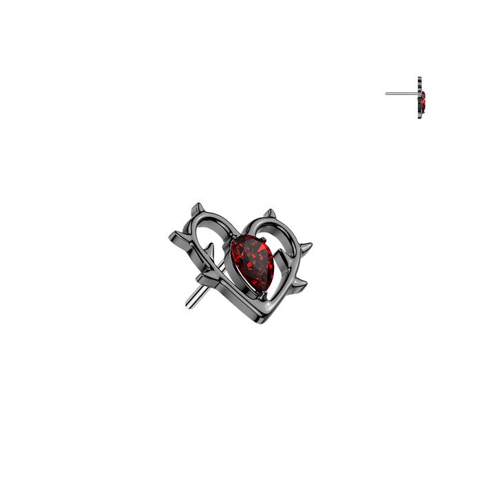 Titanium Threadless Thorned Heart End