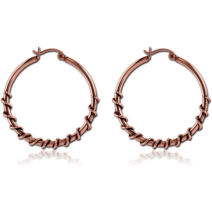 Rose Gold Twisted Circle Earring Pair