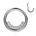 Gem Lined Hinged Ring – Silver 316L Surgical Steel with Clear CZ Gems for Septum, Daith & Helix Piercings