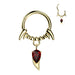 Fang Drop Hinged Ring – Gold 316L Surgical Steel with Red CZ Gem for Septum, Daith & Helix Piercing