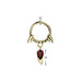 Fang Drop Hinged Ring – Silver, Black or Gold 316L Surgical Steel with Red CZ Gem for Septum, Daith & Helix Piercing with measurements