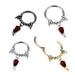 Fang Drop Hinged Ring – Silver, Black or Gold 316L Surgical Steel with Red CZ Gem for Septum, Daith & Helix Piercing