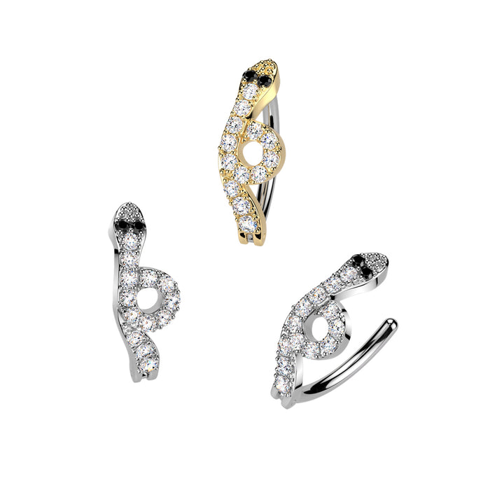 Paved Snake Hinged Belly Bar 14G