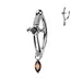 Dagger Hinged Belly Bar – silver PVD 316L surgical steel with CZ stones