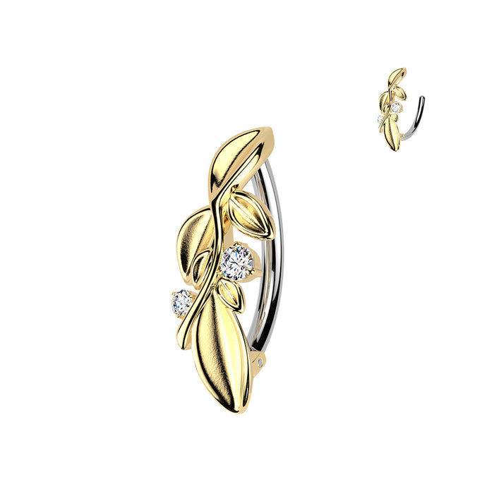 Leaves Hinged Belly Bar 14G